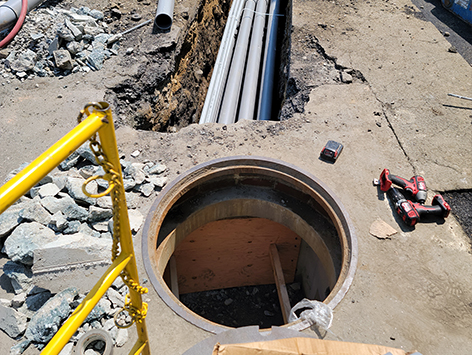 Existing HEX manhole C19BA-202 is connected to the new C19BA Tranche 4-1 mainline section