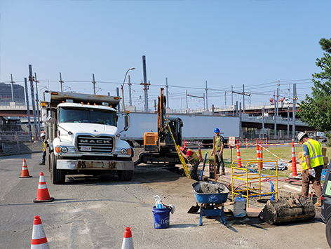 Beginning of the mainline section trench from HEX manhole C19BA-203.