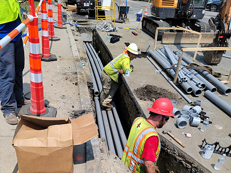 Installation of (15) 4 inch ducts and (4) 1.25 inch ducts for the C19BA Tranche 4-1 mainline duct bank