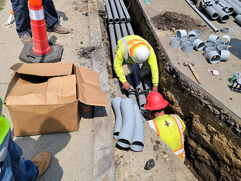 Installation of (15) 4 inch ducts and (4) 1.25 inch ducts for the C19BA Tranche 4-1 mainline duct bank