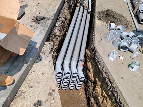 Installation of (15) 4 inch ducts and (4) 1.25 inch ducts for the C19BA Tranche 4-1 mainline duct bank