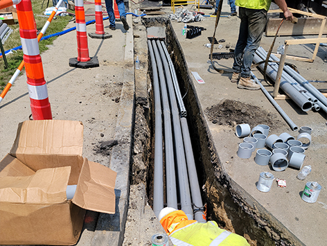 Installation of (15) 4 inch ducts and (4) 1.25 inch ducts for the C19BA Tranche 4-1 mainline duct bank